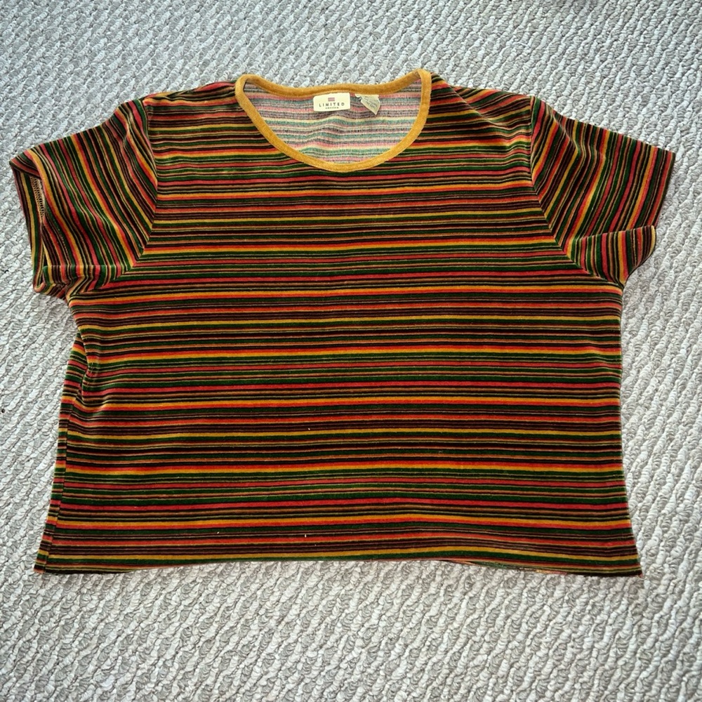Vintage Striped Cropped Blouse